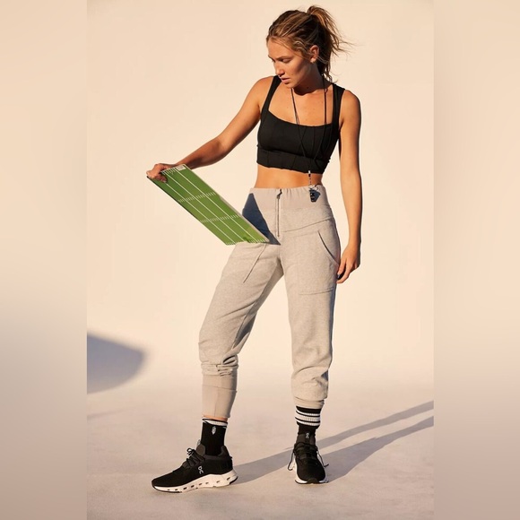 FP Movement Size S Gray Cotton Ultra High Rise Front Zip Jogger Pockets Pants - Picture 8 of 8